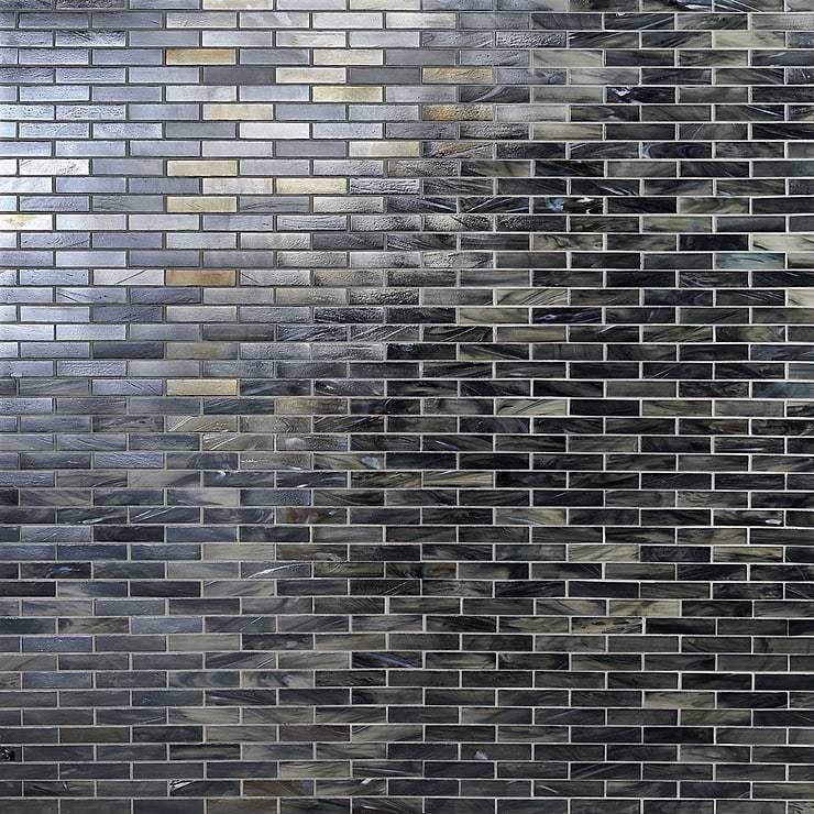 Artwater Iridescent Night Black 1x4 Polished Glass Mosaic Tile