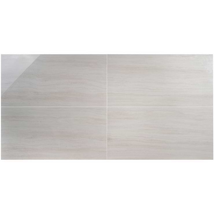 Nashville White 24x48 Travertine Look Polished Porcelain Tile