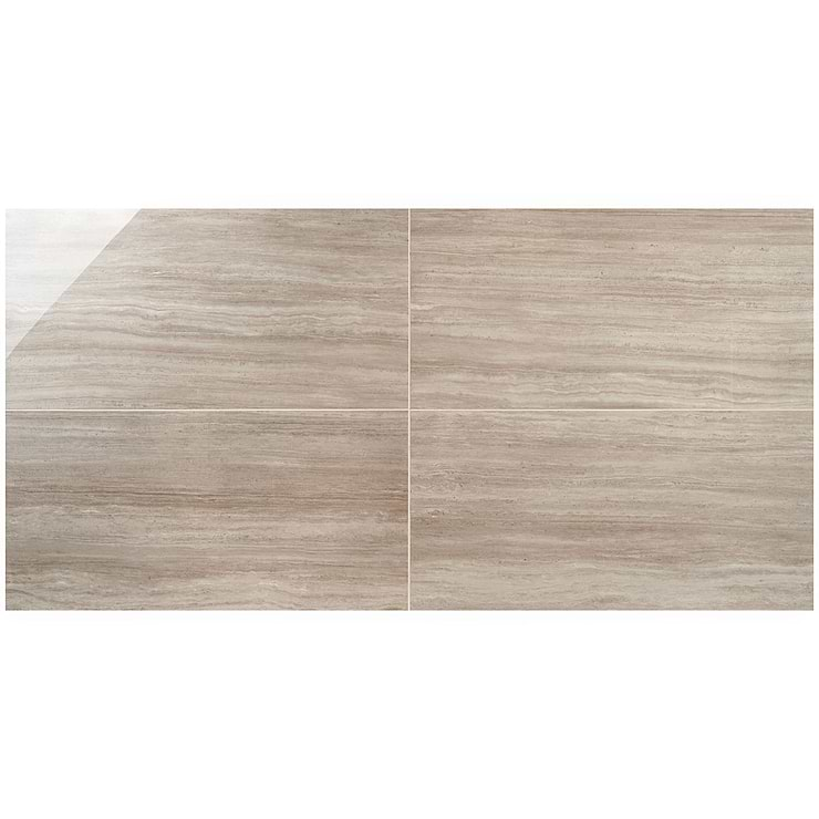 Nashville Taupe Beige 24x48 Travertine Look Polished Porcelain Tile