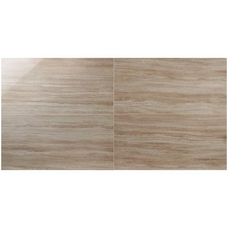 Nashville Beige 24x48 Travertine Look Polished Porcelain Tile