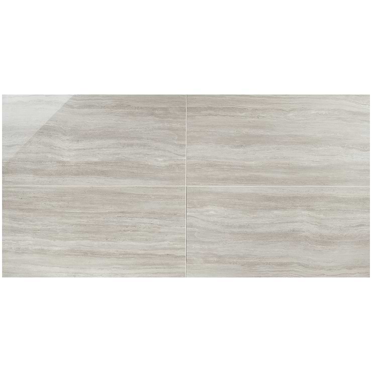 Nashville Gray 24x48 Travertine Look Polished Porcelain Tile