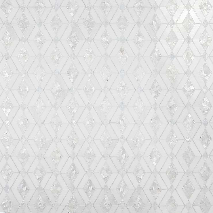 Diana White Polished Marble and Pearl Mosaic Tile