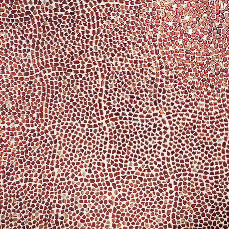 Komorebi Pebble Bonfire Red Polished Glass Mosaic Tile