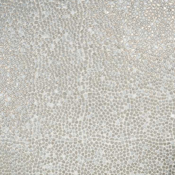 Komorebi Pebble Mineral Ice Gray Polished Glass Mosaic Tile