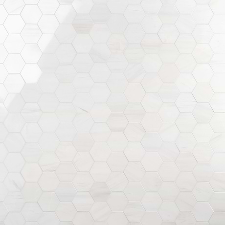 Bianco Dolomite White 4" Hexagon Premium Polished Marble Mosaic Tile