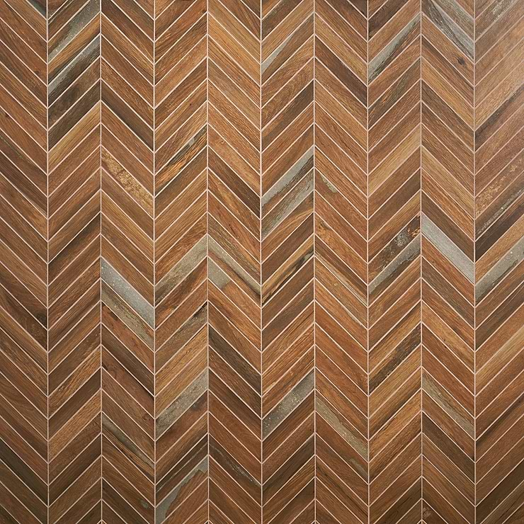 Eternal Chevron Oak Matte Porcelain Wood Look Mosaic Tile