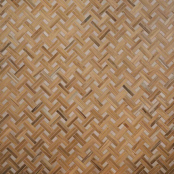 Eternal Basketweave Herringbone Birch Matte Porcelain Wood Look Mosaic Tile