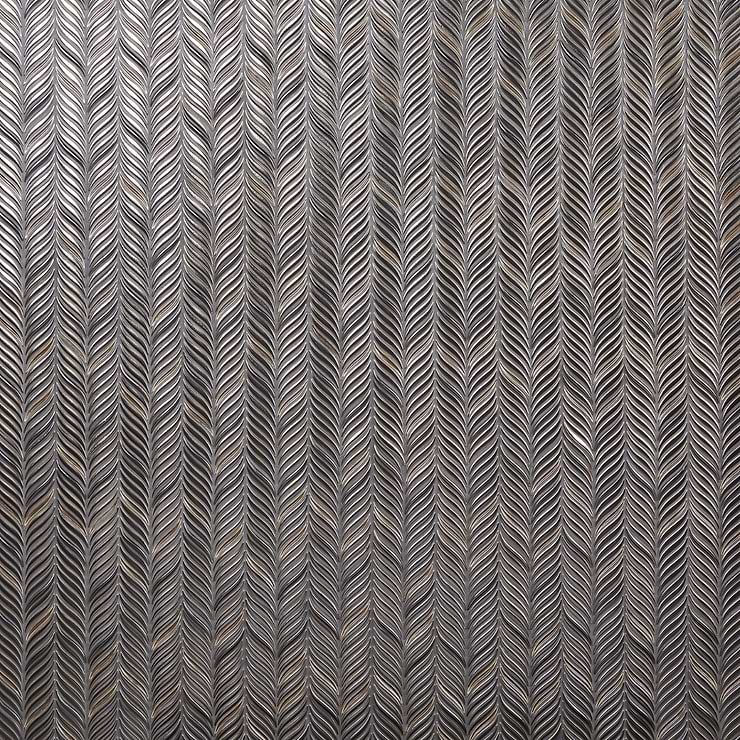 Nabi Alula Metallic Gunmetal Gray Chevron Matte Glass Mosaic Tile