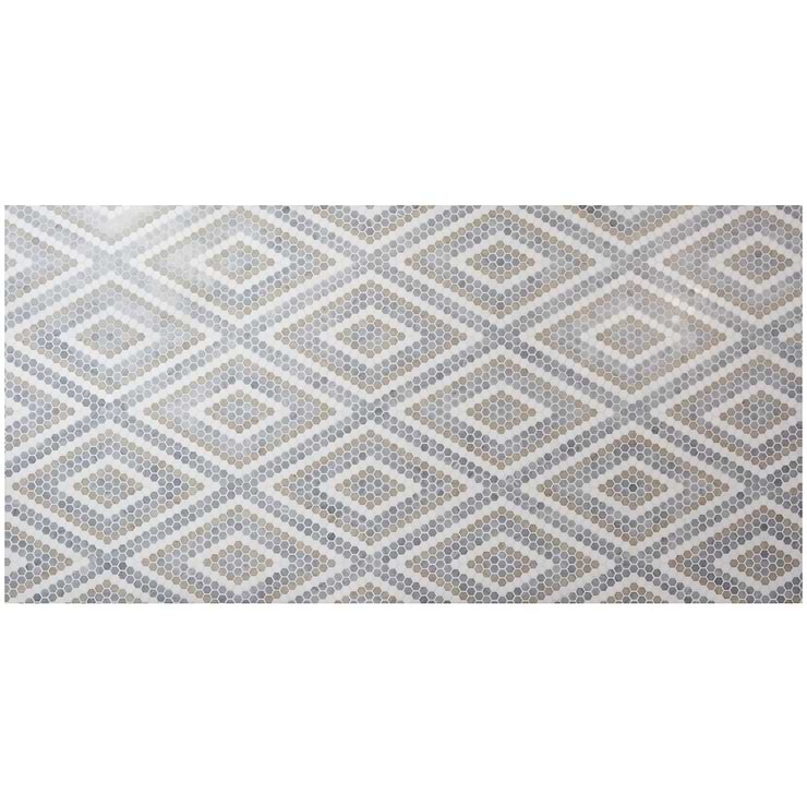 Juno Diamond Beige and Gray 1" Hexagon Polished Marble Mosaic Tile