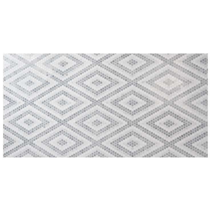 Juno Diamond Gray and White 1" Hexagon Polished Marble Mosaic Tile