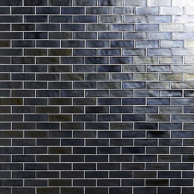 Magico Iridescent Night Black 2x6 Polished Glass Mosaic Tile