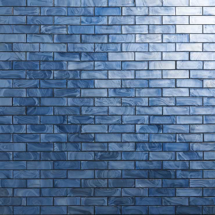 Magico Iridescent Sky Blue 2x6 Polished Glass Mosaic Tile