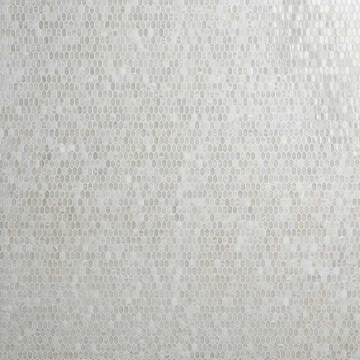 Flicker Iridescent Mist White 1/4" x 1" Polished Glass Mosaic Tile