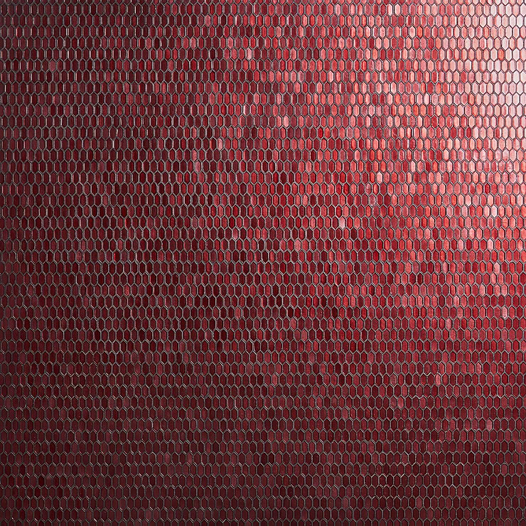 Flicker Metallic Red 1/4" x 1" Polished Glass Mosaic Tile