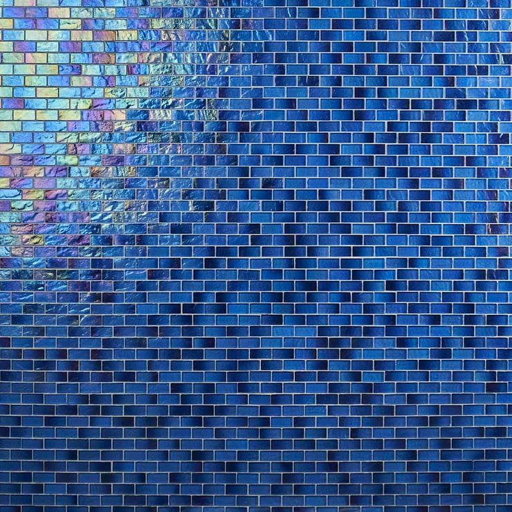 Splash Lagoon Blue 1x2 Polished Glass Mosaic Tile