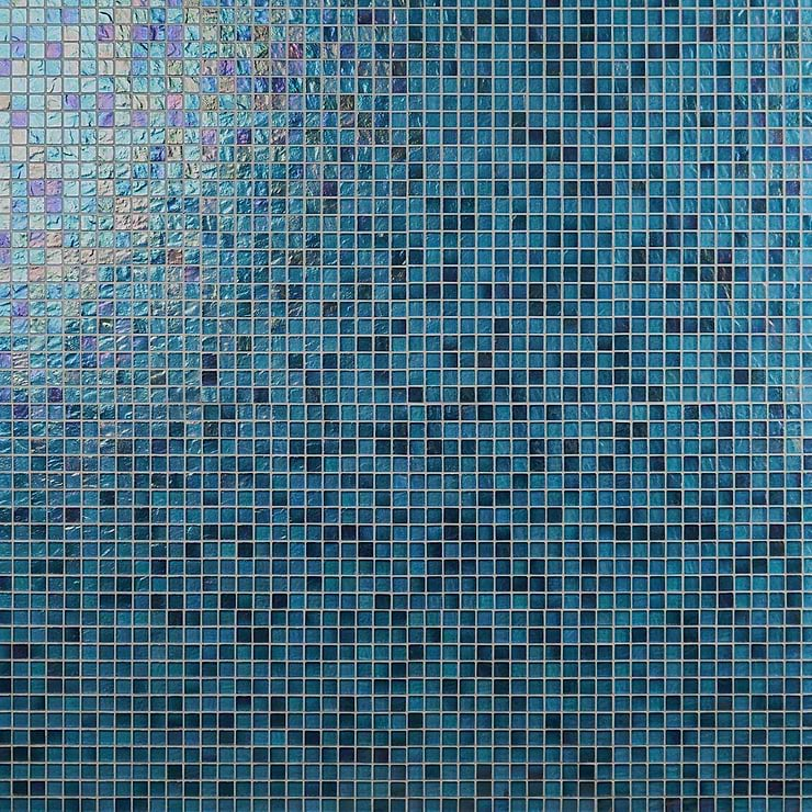 Splash Tropical Blue 1x1 Polished Glass Mosaic Tile