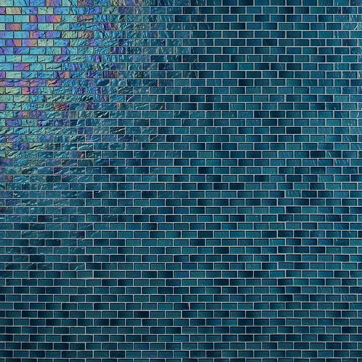 Splash Tropical Blue 1x2 Polished Glass Mosaic Tile