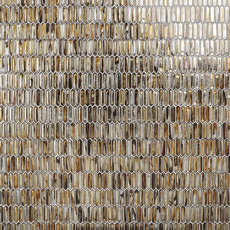 Komorebi Picket Golden Honey 1x3 Polished Glass Mosaic Tile
