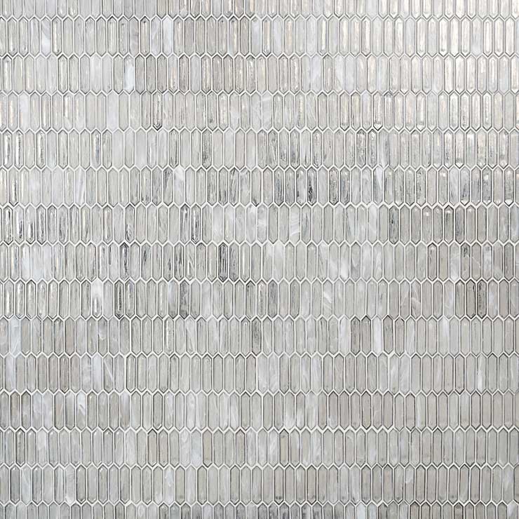 Komorebi Picket Mineral Ice Gray 1x3 Polished Glass Mosaic Tile