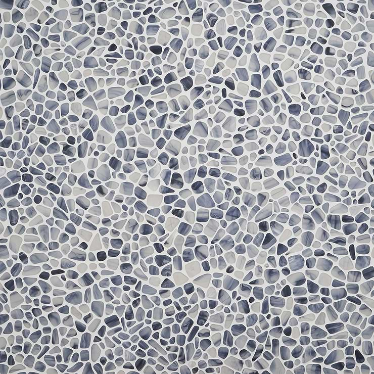 Riverglass Blue Frosted Glass Mosaic Tile 