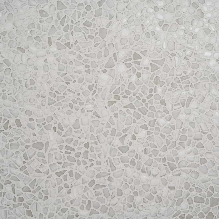 Riverglass White Frosted Glass Mosaic Tile 