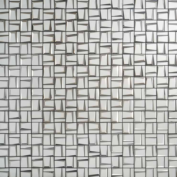 Rumi French Silver 2x3 Polished Mirrored Glass Mosaic Tile