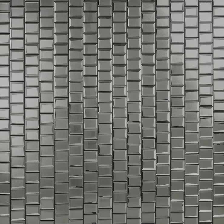 Rumi Glam Platinum Silver 2x3 Polished Mirrored Glass Mosaic Tile