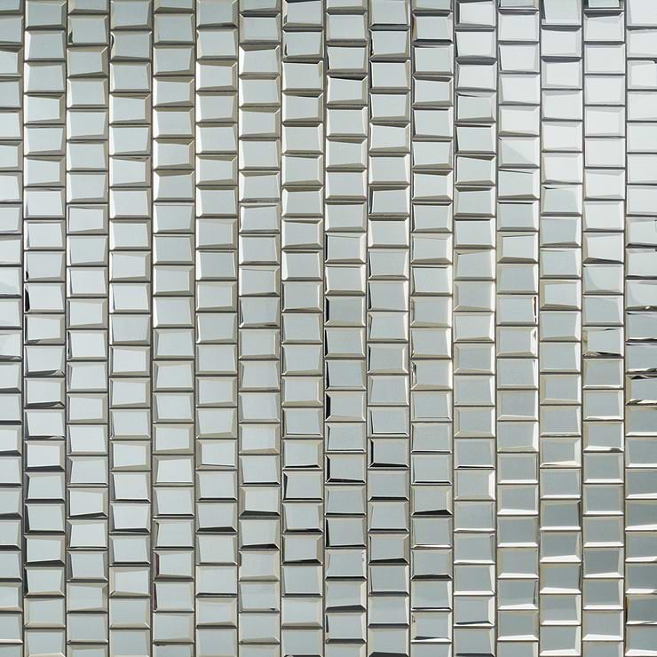 Rumi Glam Slate Gray 2x3 Polished Mirrored Glass Mosaic Tile