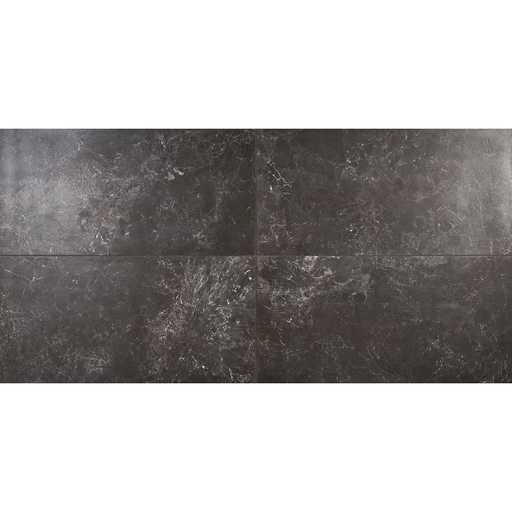 Marmo Perfetto Nero Black 24x48 Semi-Polished Porcelain Tile