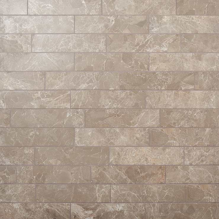 Marmo Perfetto Tortora Gray 4x16 Semi-Polished Porcelain Tile