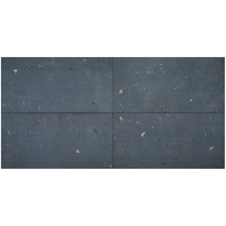 Kobe Cement Ocean Blue 24x48 Terrazzo Look Matte Porcelain Tile