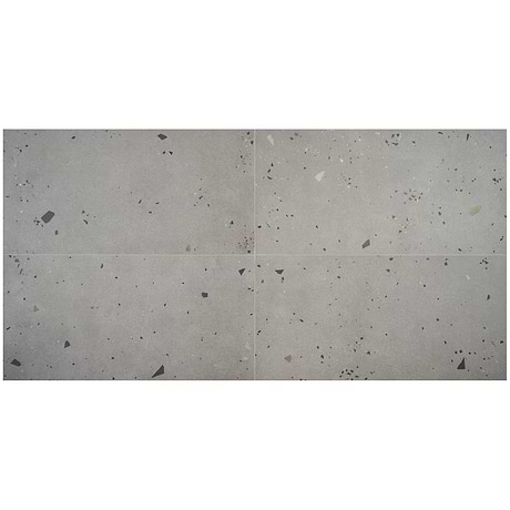 Kobe Cement Smoke Gray 24x48 Terrazzo Look Matte Porcelain Tile