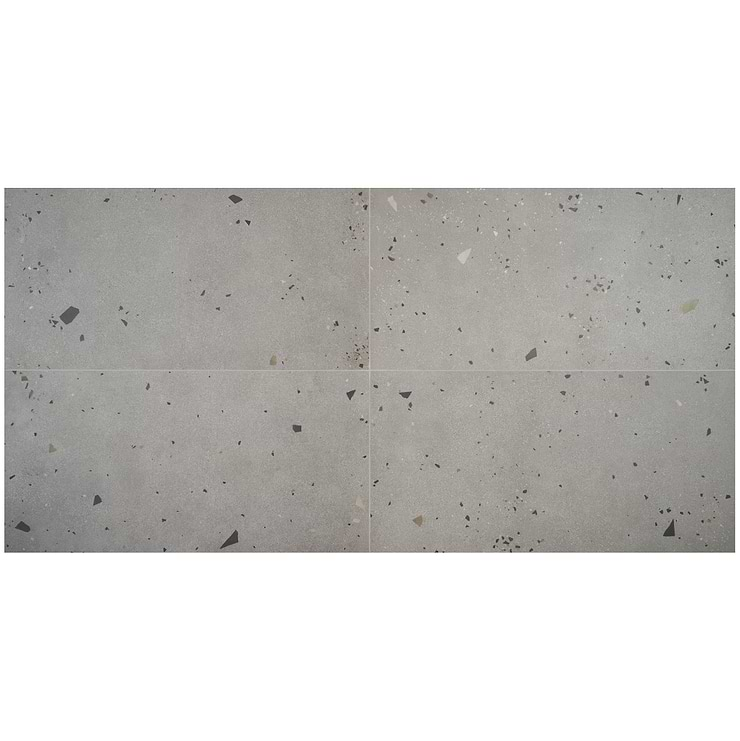 Kobe Cement Smoke Gray 24x48 Terrazzo Look Matte Porcelain Tile