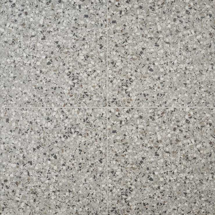 Kobe Flakes Smoke Gray 24x24 Terrazzo Look Matte Porcelain Tile