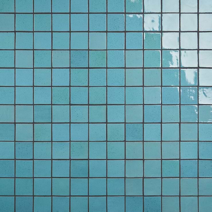 Emery Blue 4x4 Square Handmade Crackled Glossy Terracotta Tile