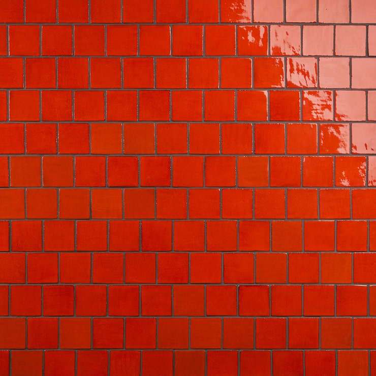 Emery Orange 4x4 Square Handmade Crackled Glossy Terracotta Tile