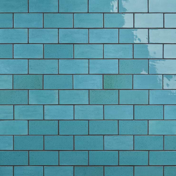 Emery Blue 4x8 Handmade Crackled Glossy Terracotta Subway Tile