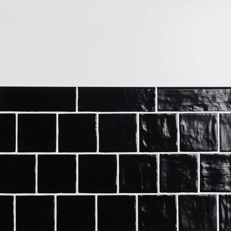 Montauk Jet Black 2x8 Mixed Finish Ceramic Bullnose