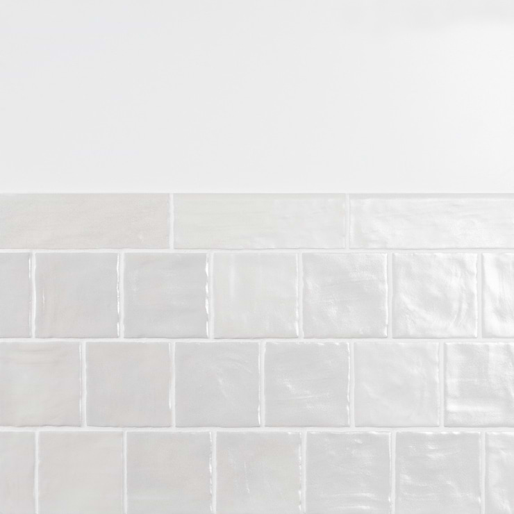 Montauk Gin White 2x8 Mixed Finish Ceramic Bullnose