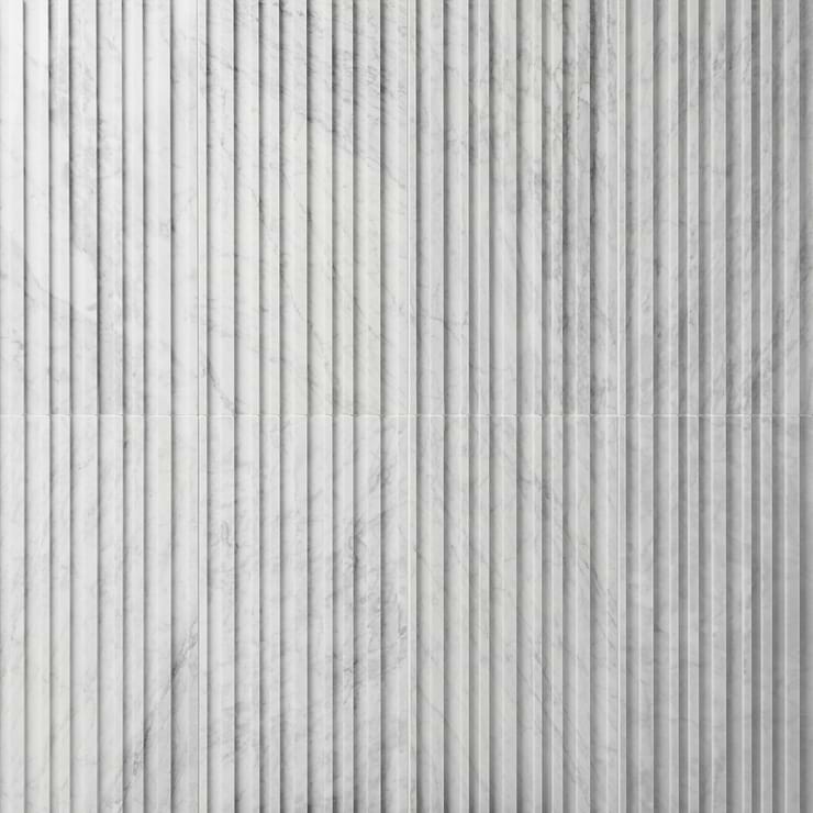 Stonework Barcode Carrara White 12x24 3D Polished Marble Tile