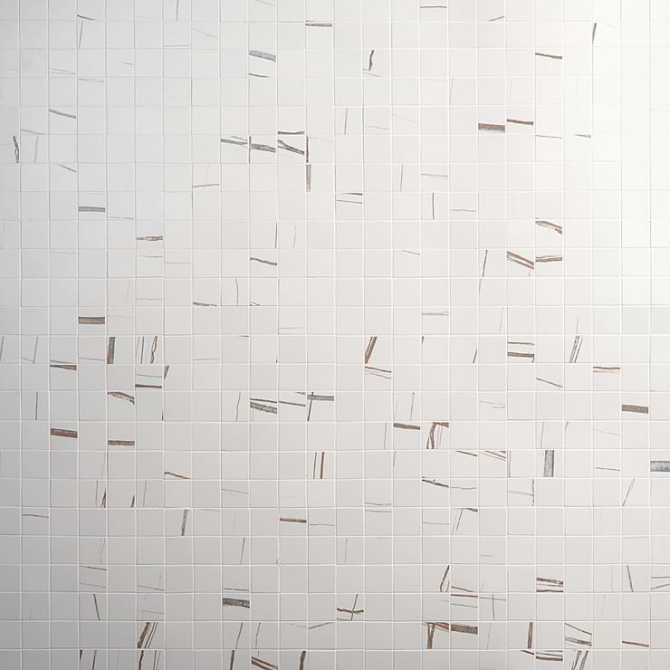 Minera Sahara Blanco White 2x2 Marble Look Matte Mosaic Tile