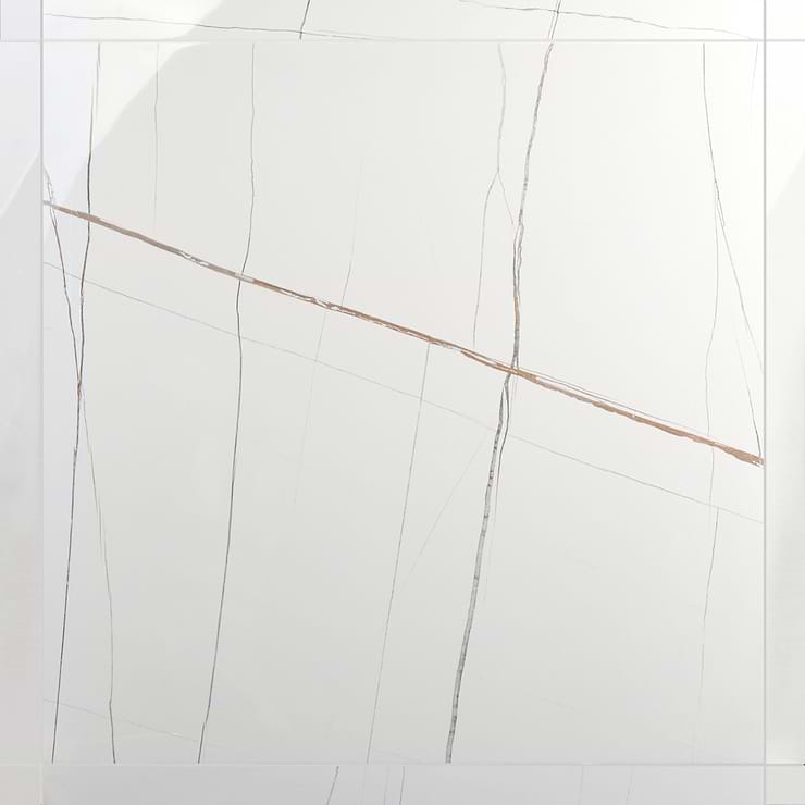 Minera Sahara Blanco White 48x48 Marble Look Polished Porcelain Tile