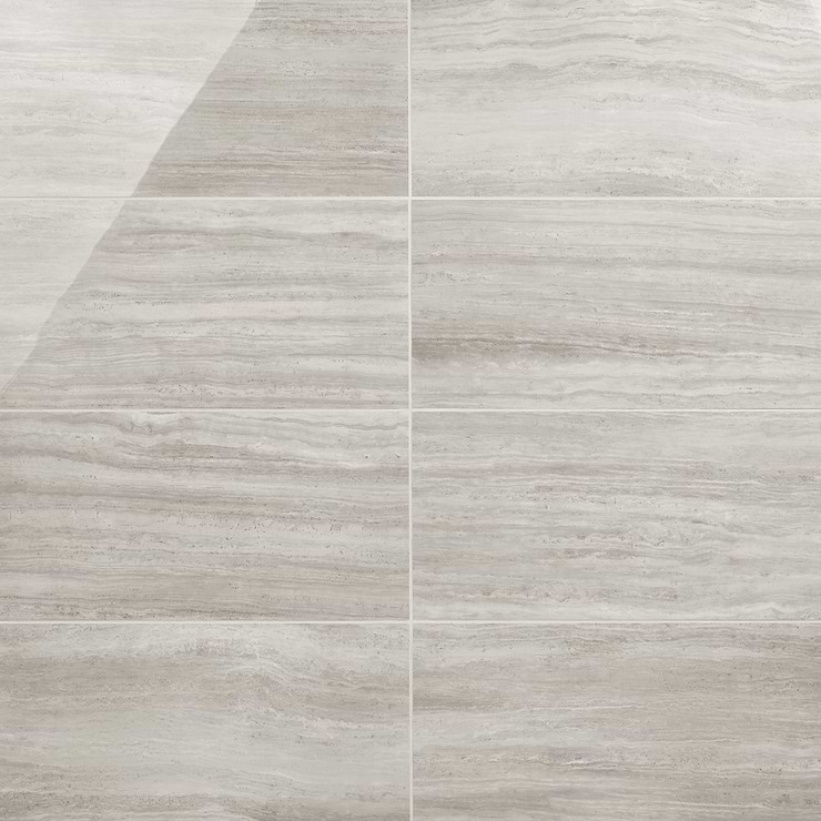 Nashville Gray 12x24 Travertine Look Polished Porcelain Tile