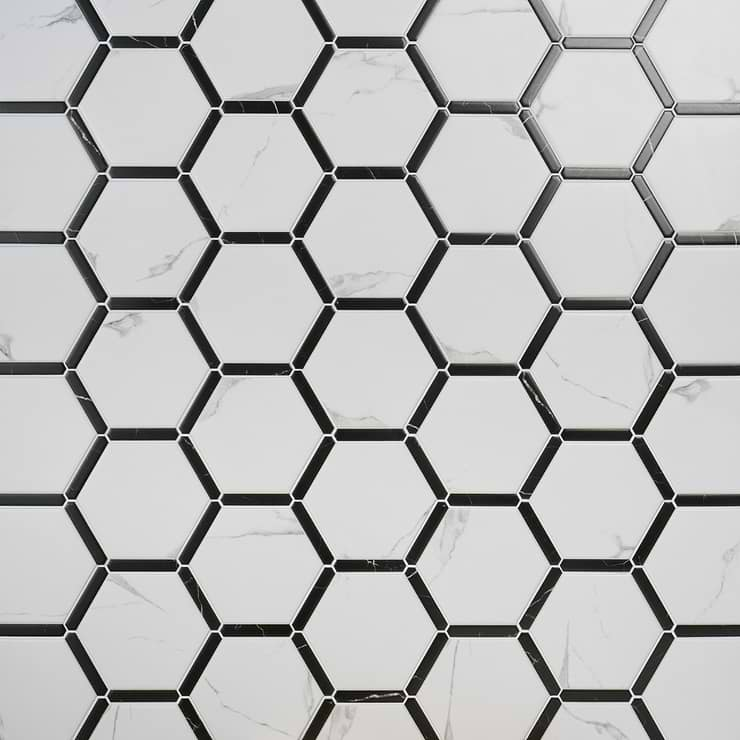 Sagon Bianco White 9" Hexagon Matte Porcelain Tile