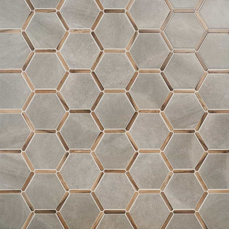 Sagon Cemento Gray 9" Hexagon Matte Porcelain Tile