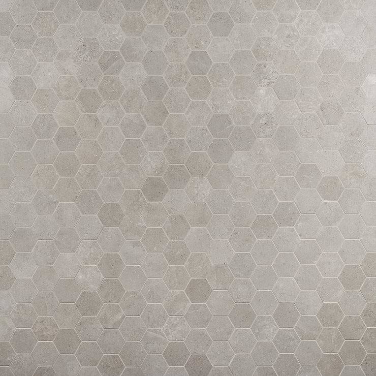 New Rock Fumo Light Gray 3" Hex Limestone Look Matte Porcelain Mosaic Tile