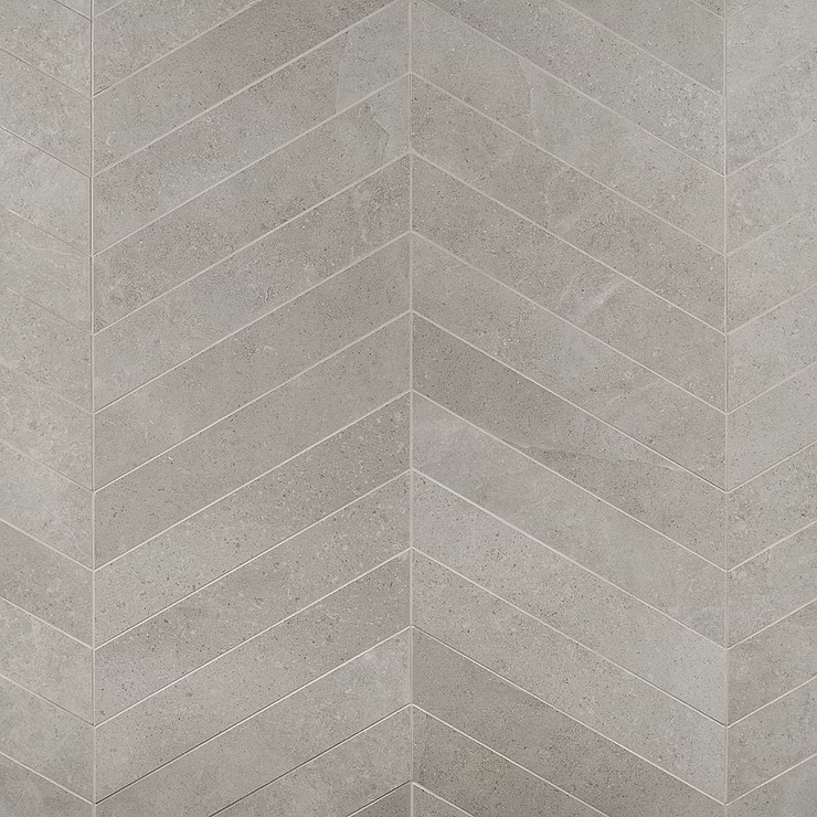 New Rock Fumo Light Gray 4x21 Chevron Limestone Look Matte Porcelain Tile