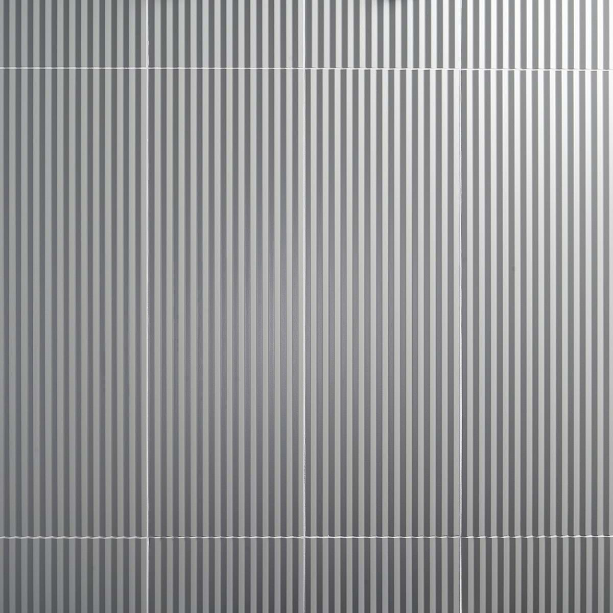 Mod Lunar Gray 12x36 3D Fluted Matte Ceramic Tile 