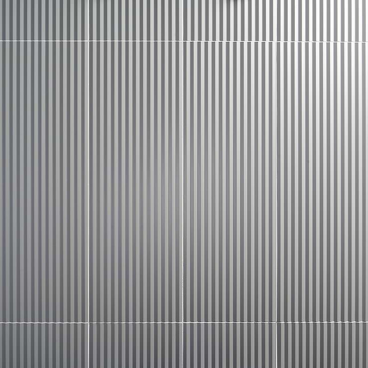 Mod Lunar Gray 12x36 3D Fluted Matte Ceramic Tile 