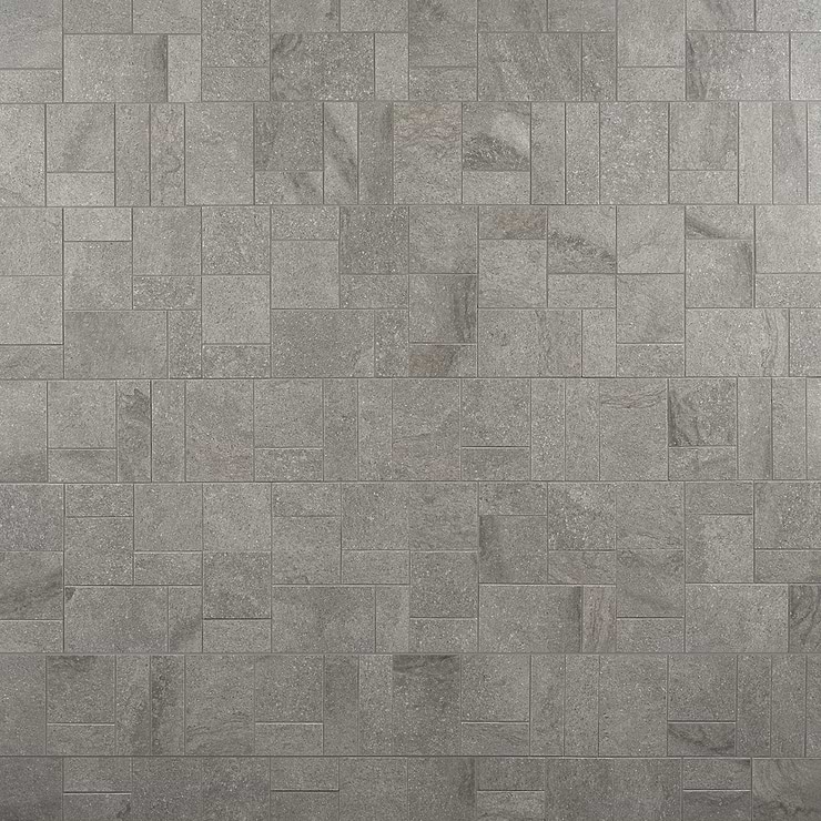 Acadia  French Pattern Slate Gray Quartz Look Matte Porcelain Mosaic Tile